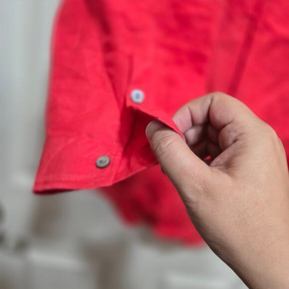 Chico’s Red Linen Blend Button Down Top Women’s Size 3 XL Long Sleeve - Picture 5 of 7